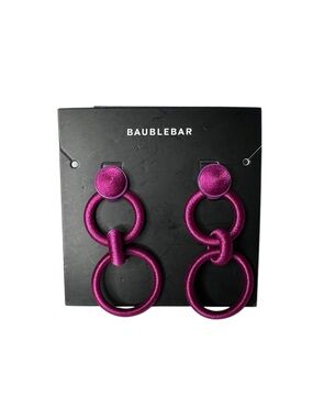 BaubleBar Fuchsia Satin Triple Ring Drop Earrings